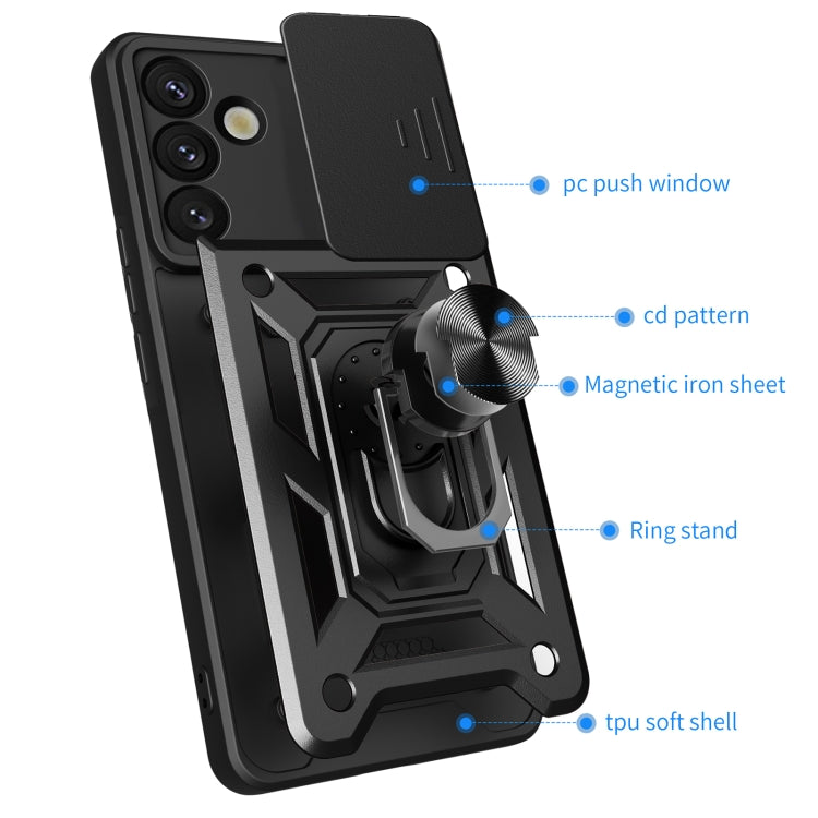 For Samsung Galaxy S25+ 5G Sliding Camera Cover Design TPU+PC Phone Case(Silver)