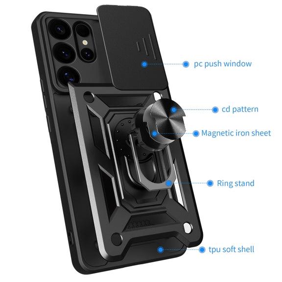 For Samsung Galaxy S25 Ultra 5G Sliding Camera Cover Design TPU+PC Phone Case(Blue)