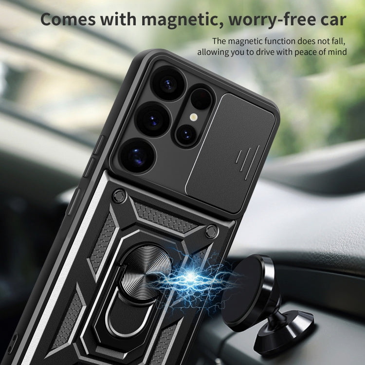 For Samsung Galaxy S25 Ultra 5G Sliding Camera Cover Design TPU+PC Phone Case(Blue)