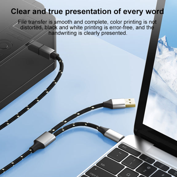 2 in 1 Type-C and USB-A to USB-B MIDI Instruments Printer Cable, Length: 1m, Length:1m(Black White)