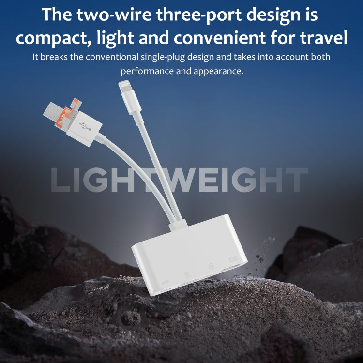 NK-108TL Pro USB-C / Type-C, 8 Pin, USB to USB-C / Type-C, USB, TF, SD Card Multi-function Card Reader Adapter(White)