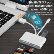 NK-1011TL Pro USB-C / Type-C, 8 Pin, USB to USB-C / Type-C, USB, CF, TF, SD Card Slot Card Reader Adapter(White)