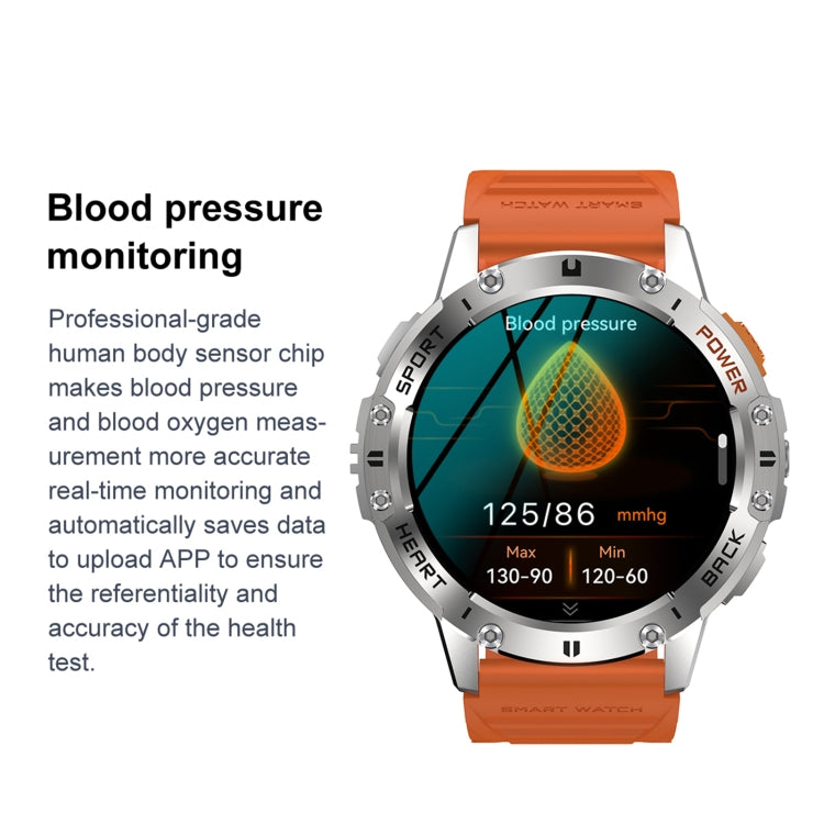 K65 1.43 inch Bluetooth Call Smart Watch, Support Heart Rate / Blood Oxygen(Black)