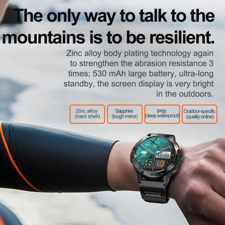 K65 1.43 inch Bluetooth Call Smart Watch, Support Heart Rate / Blood Oxygen(Orange)