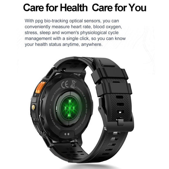 K65 1.43 inch Bluetooth Call Smart Watch, Support Heart Rate / Blood Oxygen(Black)