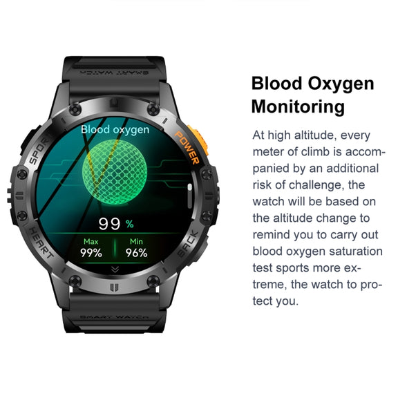 K65 1.43 inch Bluetooth Call Smart Watch, Support Heart Rate / Blood Oxygen(Black)