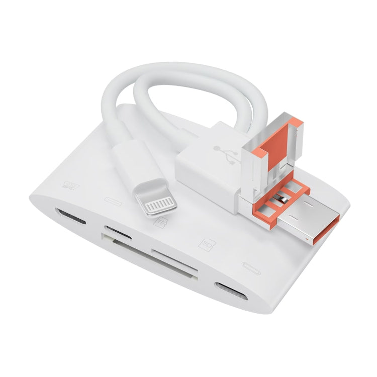 NK-1040TL Pro USB-C / Type-C, 8 Pin, USB to USB-C / Type-C, 8 Pin, Micro USB, TF, SD Card Reader Adapter(White)