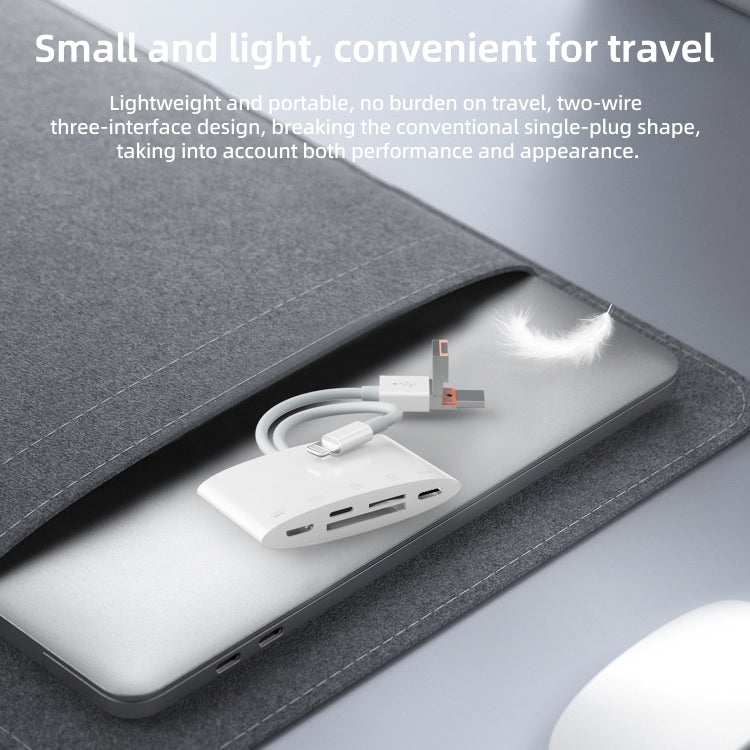 NK-1040TL Pro USB-C / Type-C, 8 Pin, USB to USB-C / Type-C, 8 Pin, Micro USB, TF, SD Card Reader Adapter(White)