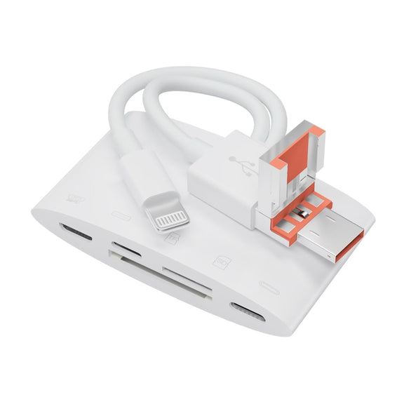 NK-1040TL Pro USB-C / Type-C, 8 Pin, USB to USB-C / Type-C, 8 Pin, Micro USB, TF, SD Card Reader Adapter(White)