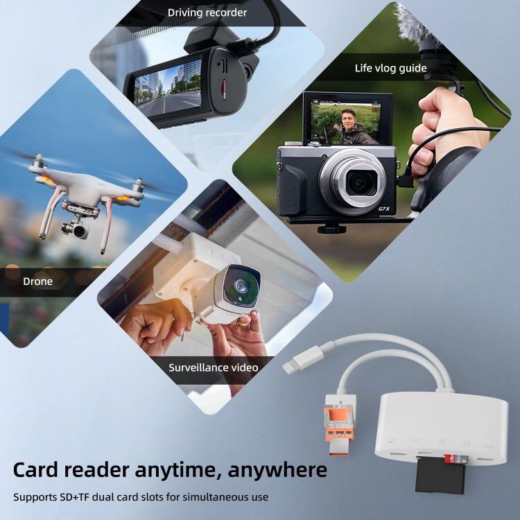 NK-1040TL Pro USB-C / Type-C, 8 Pin, USB to USB-C / Type-C, 8 Pin, Micro USB, TF, SD Card Reader Adapter(White)