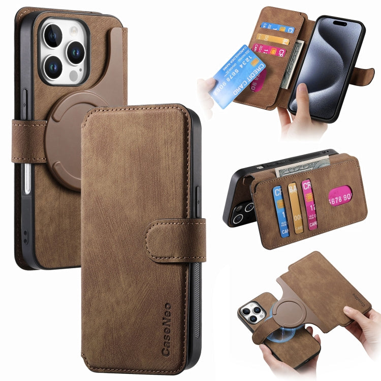 For iPhone 16 Pro Max CaseNeo MagSafe RFID Anti-theft Retro Leather Phone Case(Brown)
