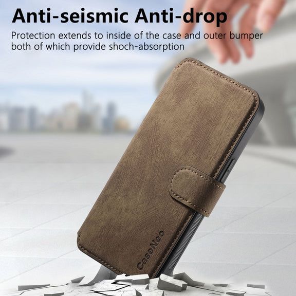For iPhone 16 Pro Max CaseNeo MagSafe RFID Anti-theft Retro Leather Phone Case(Brown)