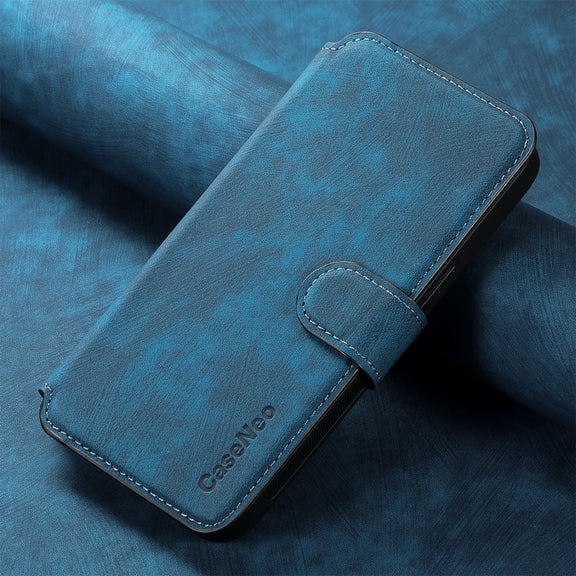 For iPhone 16 Pro Max CaseNeo MagSafe RFID Anti-theft Retro Leather Phone Case(Blue)