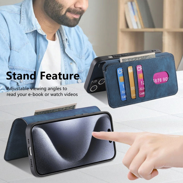 For iPhone 16 Pro Max CaseNeo MagSafe RFID Anti-theft Retro Leather Phone Case(Blue)