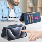 For iPhone 16 Pro Max CaseNeo MagSafe RFID Anti-theft Retro Leather Phone Case(Blue)
