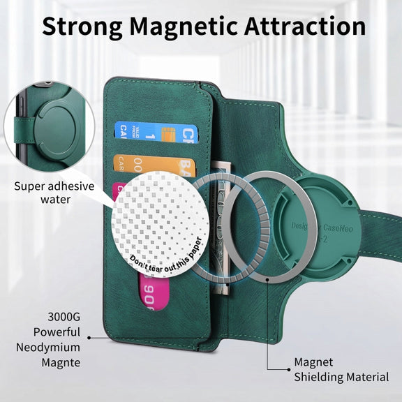 For iPhone 16 Pro Max CaseNeo MagSafe RFID Anti-theft Retro Leather Phone Case(Green)