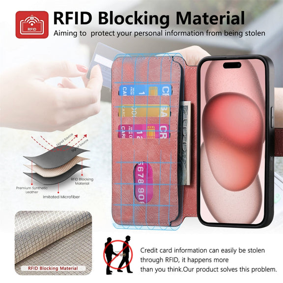 For iPhone 16 Pro Max CaseNeo MagSafe RFID Anti-theft Retro Leather Phone Case(Pink)