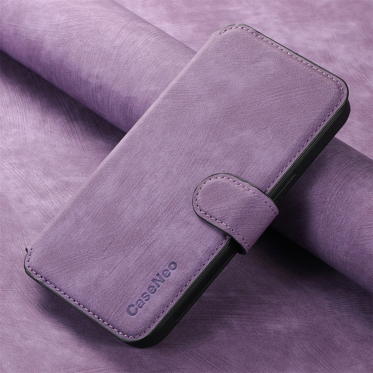 For iPhone 16 Pro Max CaseNeo MagSafe RFID Anti-theft Retro Leather Phone Case(Purple)