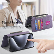 For iPhone 16 Pro Max CaseNeo MagSafe RFID Anti-theft Retro Leather Phone Case(Purple)
