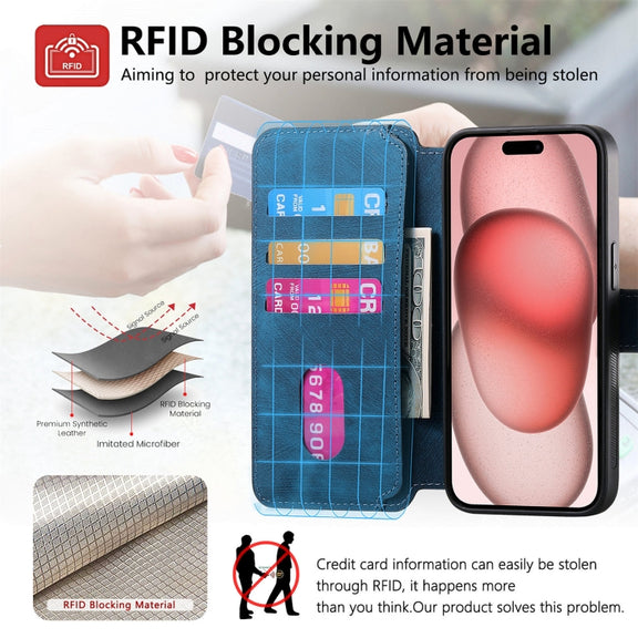 For iPhone 16 Pro CaseNeo MagSafe RFID Anti-theft Retro Leather Phone Case(Blue)