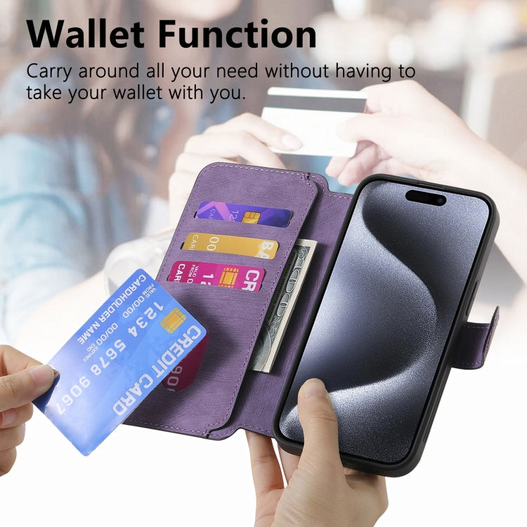 For iPhone 16 Pro CaseNeo MagSafe RFID Anti-theft Retro Leather Phone Case(Purple)