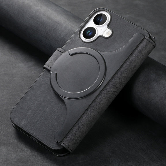 For iPhone 16 Plus CaseNeo MagSafe RFID Anti-theft Retro Leather Phone Case(Black)