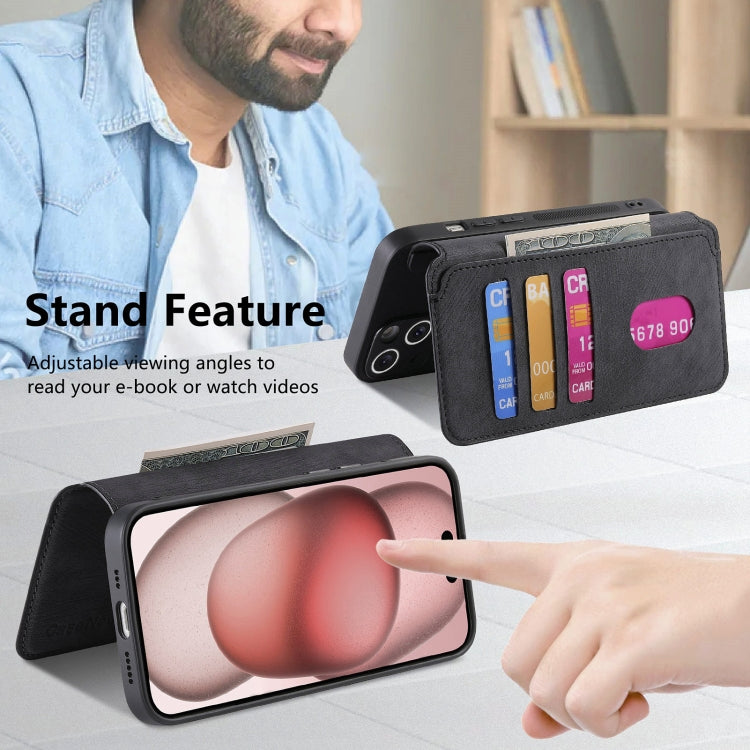 For iPhone 16 Plus CaseNeo MagSafe RFID Anti-theft Retro Leather Phone Case(Black)