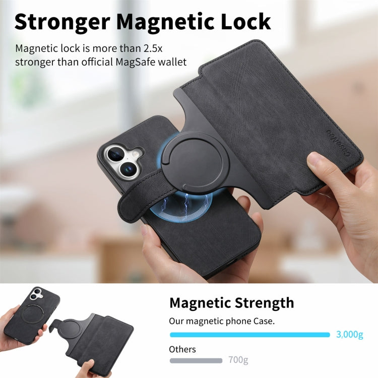 For iPhone 16 Plus CaseNeo MagSafe RFID Anti-theft Retro Leather Phone Case(Black)
