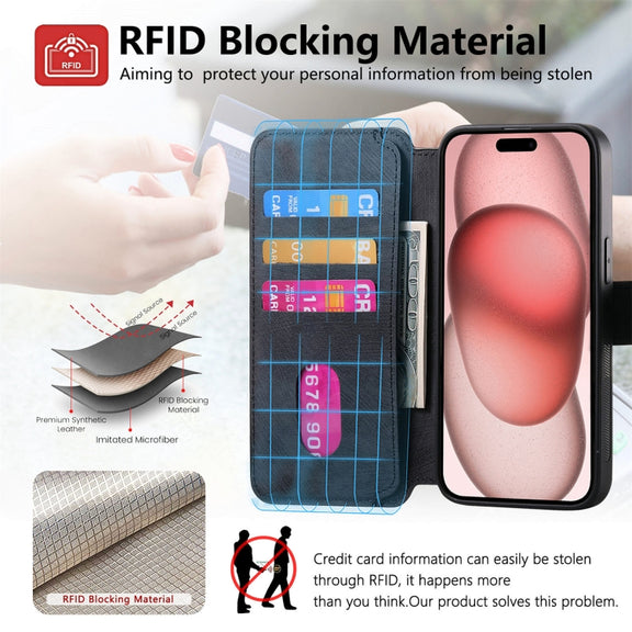 For iPhone 16 Plus CaseNeo MagSafe RFID Anti-theft Retro Leather Phone Case(Black)