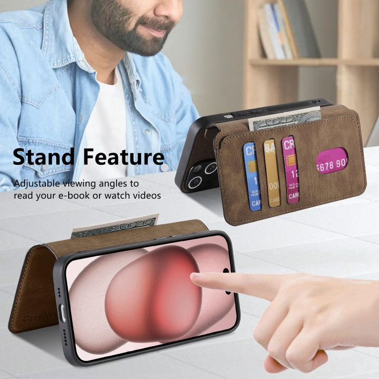 For iPhone 16 Plus CaseNeo MagSafe RFID Anti-theft Retro Leather Phone Case(Brown)