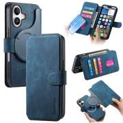For iPhone 16 Plus CaseNeo MagSafe RFID Anti-theft Retro Leather Phone Case(Blue)