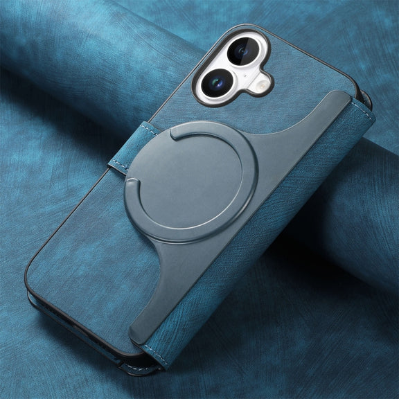 For iPhone 16 Plus CaseNeo MagSafe RFID Anti-theft Retro Leather Phone Case(Blue)