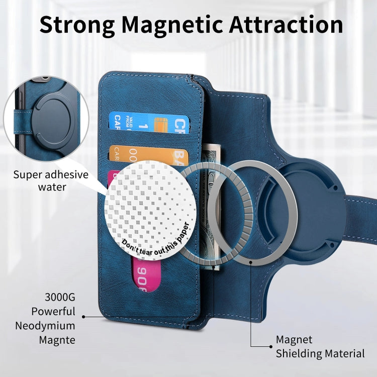For iPhone 16 Plus CaseNeo MagSafe RFID Anti-theft Retro Leather Phone Case(Blue)