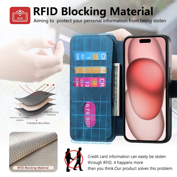 For iPhone 16 Plus CaseNeo MagSafe RFID Anti-theft Retro Leather Phone Case(Blue)
