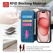For iPhone 16 Plus CaseNeo MagSafe RFID Anti-theft Retro Leather Phone Case(Blue)