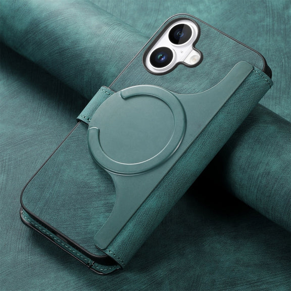 For iPhone 16 Plus CaseNeo MagSafe RFID Anti-theft Retro Leather Phone Case(Green)