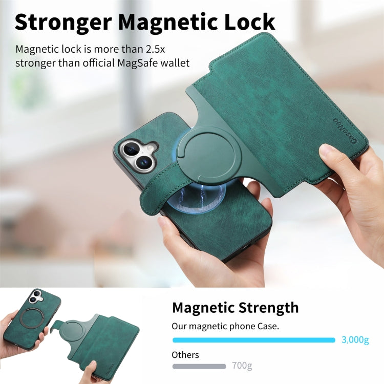 For iPhone 16 Plus CaseNeo MagSafe RFID Anti-theft Retro Leather Phone Case(Green)