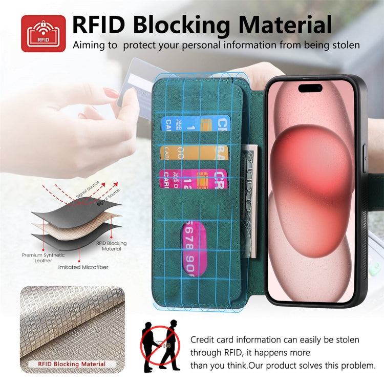 For iPhone 16 Plus CaseNeo MagSafe RFID Anti-theft Retro Leather Phone Case(Green)