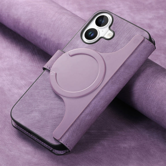For iPhone 16 Plus CaseNeo MagSafe RFID Anti-theft Retro Leather Phone Case(Purple)