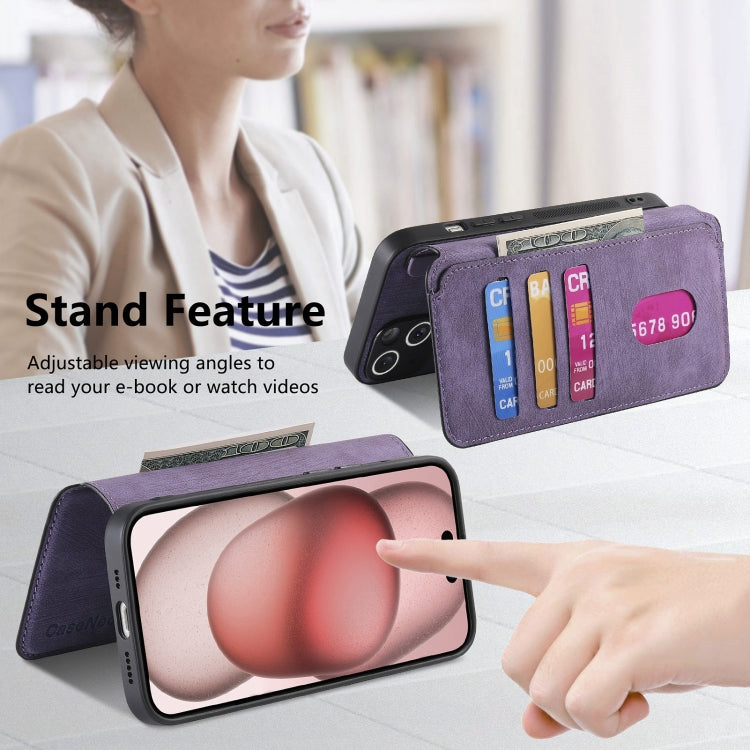 For iPhone 16 Plus CaseNeo MagSafe RFID Anti-theft Retro Leather Phone Case(Purple)