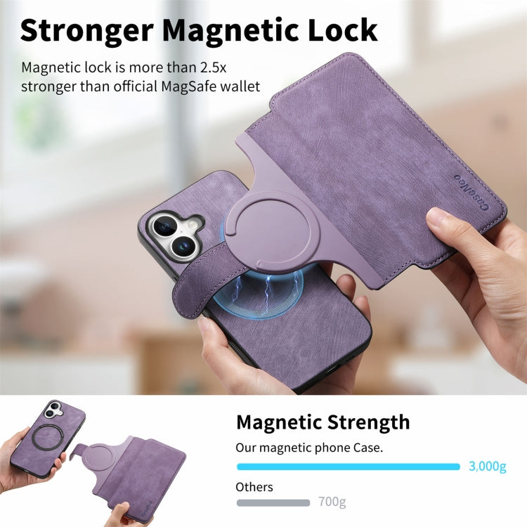 For iPhone 16 Plus CaseNeo MagSafe RFID Anti-theft Retro Leather Phone Case(Purple)