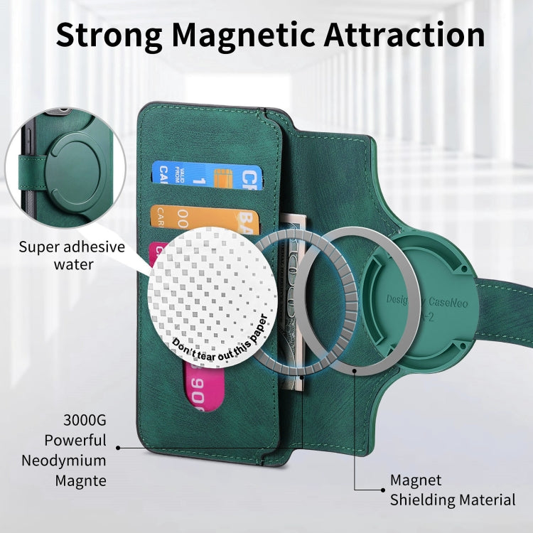 For iPhone 16 CaseNeo MagSafe RFID Anti-theft Retro Leather Phone Case(Green)