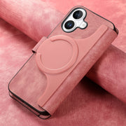 For iPhone 16 CaseNeo MagSafe RFID Anti-theft Retro Leather Phone Case(Pink)
