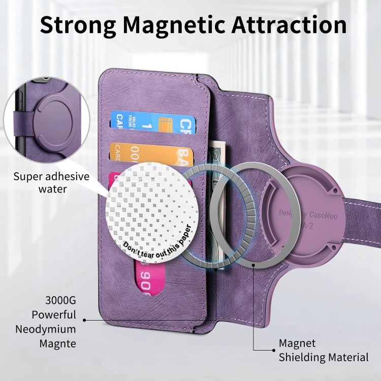 For iPhone 16 CaseNeo MagSafe RFID Anti-theft Retro Leather Phone Case(Purple)