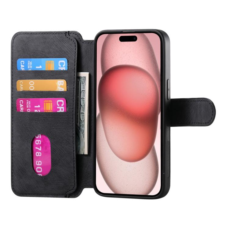 For iPhone 16e CaseNeo MagSafe RFID Anti-theft Retro Leather Phone Case(Black)