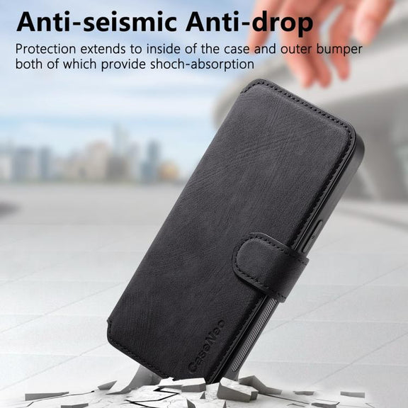 For iPhone 16e CaseNeo MagSafe RFID Anti-theft Retro Leather Phone Case(Black)
