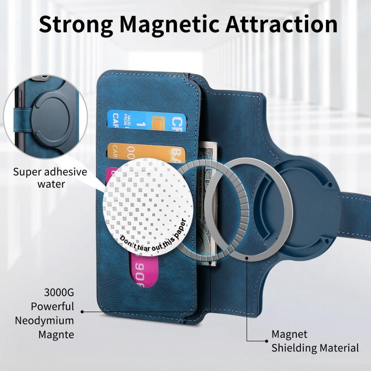 For iPhone 16e CaseNeo MagSafe RFID Anti-theft Retro Leather Phone Case(Blue)