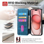 For iPhone 16e CaseNeo MagSafe RFID Anti-theft Retro Leather Phone Case(Blue)