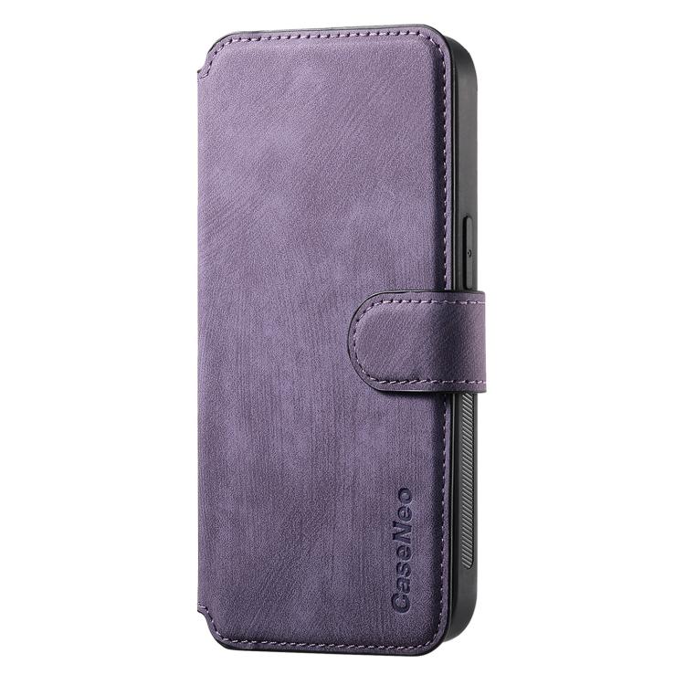 For iPhone 16e CaseNeo MagSafe RFID Anti-theft Retro Leather Phone Case(Purple)