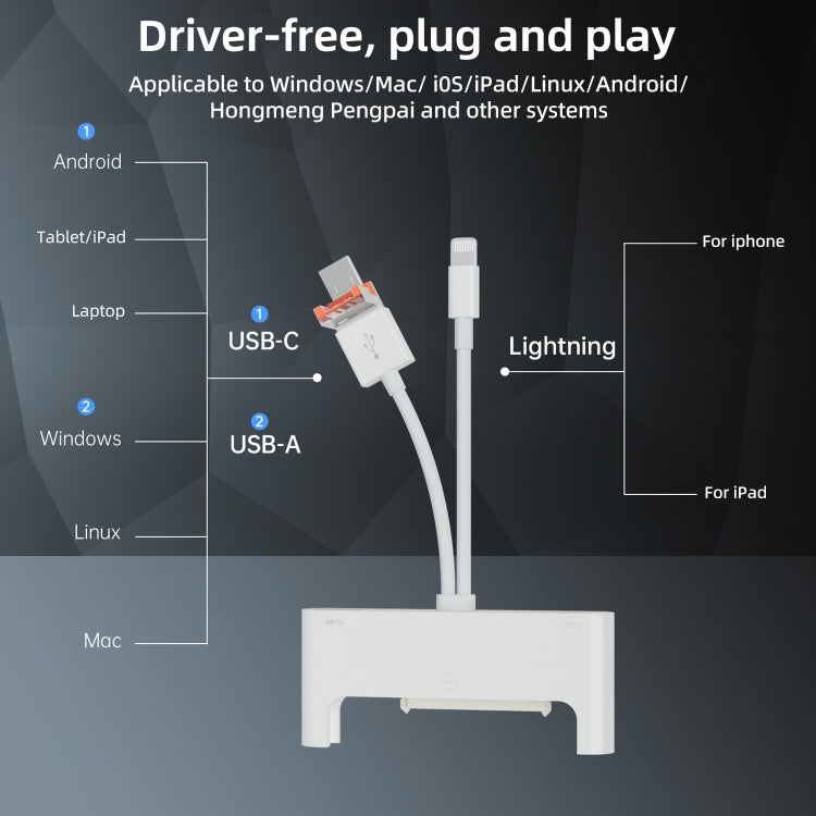 NK-1046TL Pro USB-C / Type-C, 8 Pin, USB to USB-C / Type-C, USB, SATA Interface Multi-function Adapter(White)